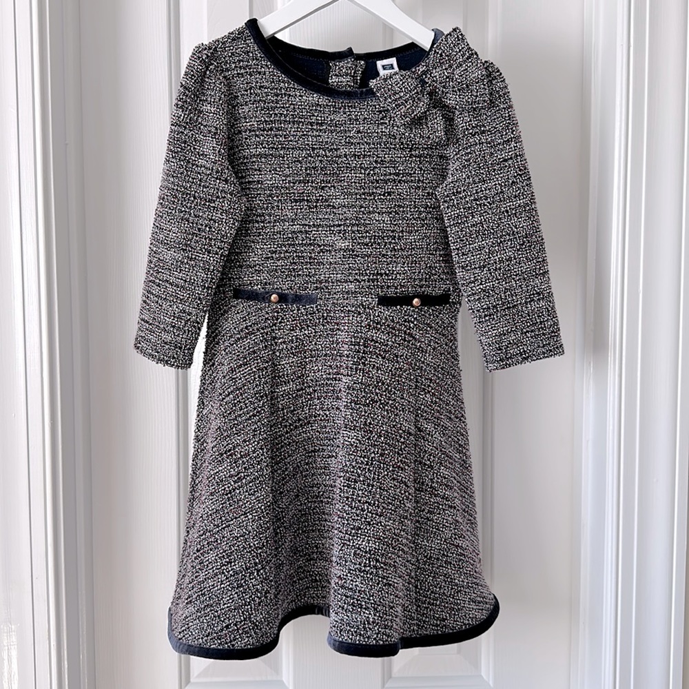 Janie and Jack Boucle Dress in Navy, Red & White